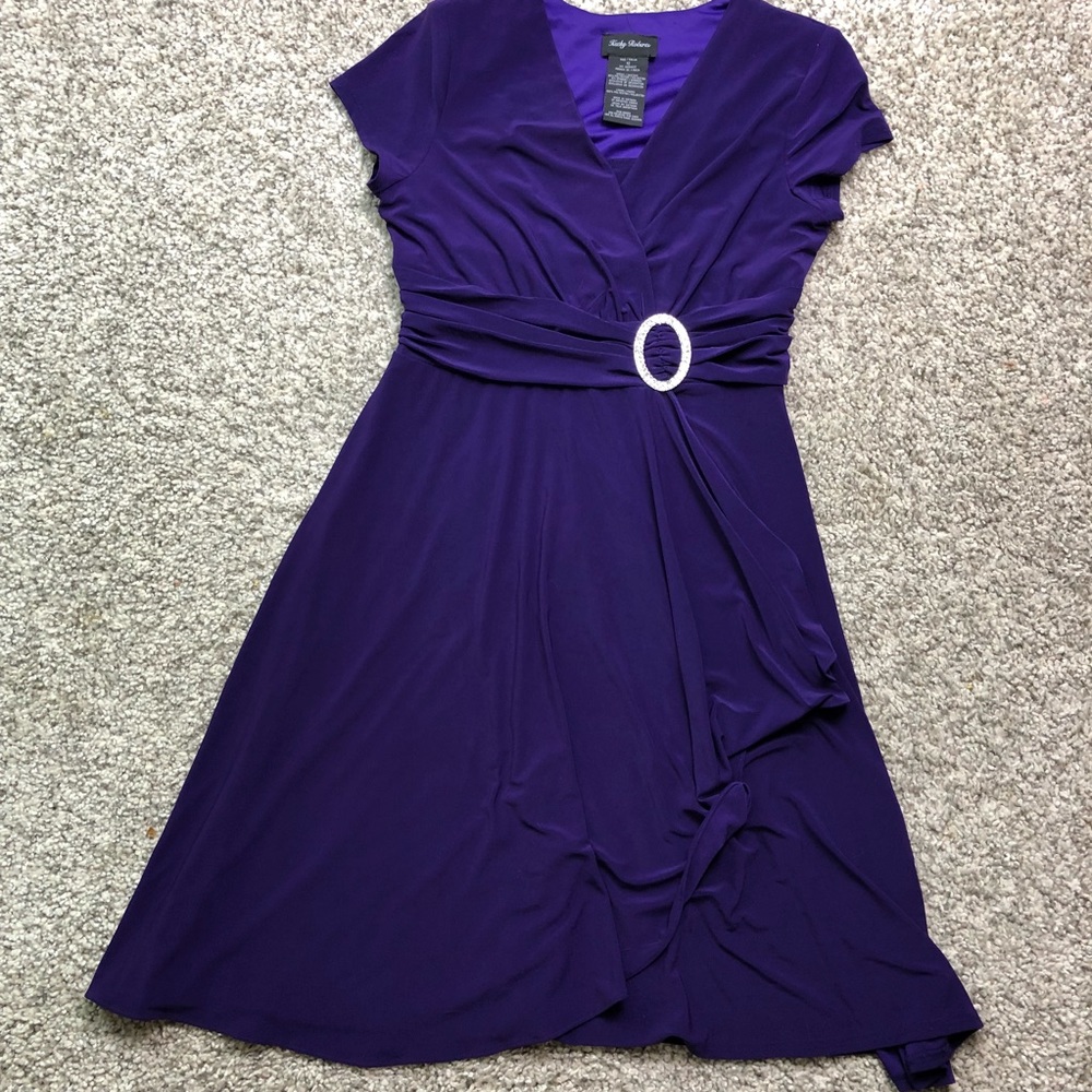 Purple cocktail dress size 12 faux wrap